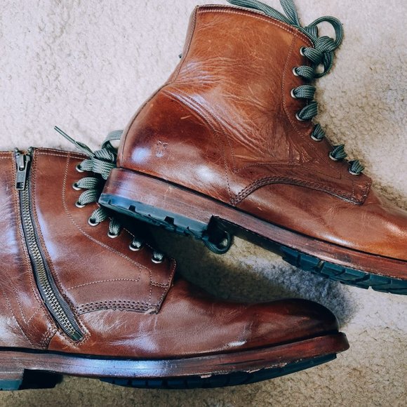 Beautiful Frye Bowery Cognac Brown Leather Ankle Lace Up Boots, size 12 - Picture 2 of 8